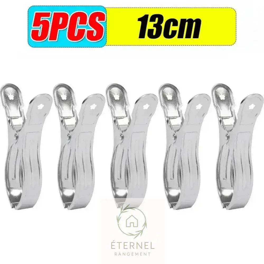 Pinces à linge en acier inoxydable – solides et antirouille (petit moyen ou grand format) 5PCS-(13cm)