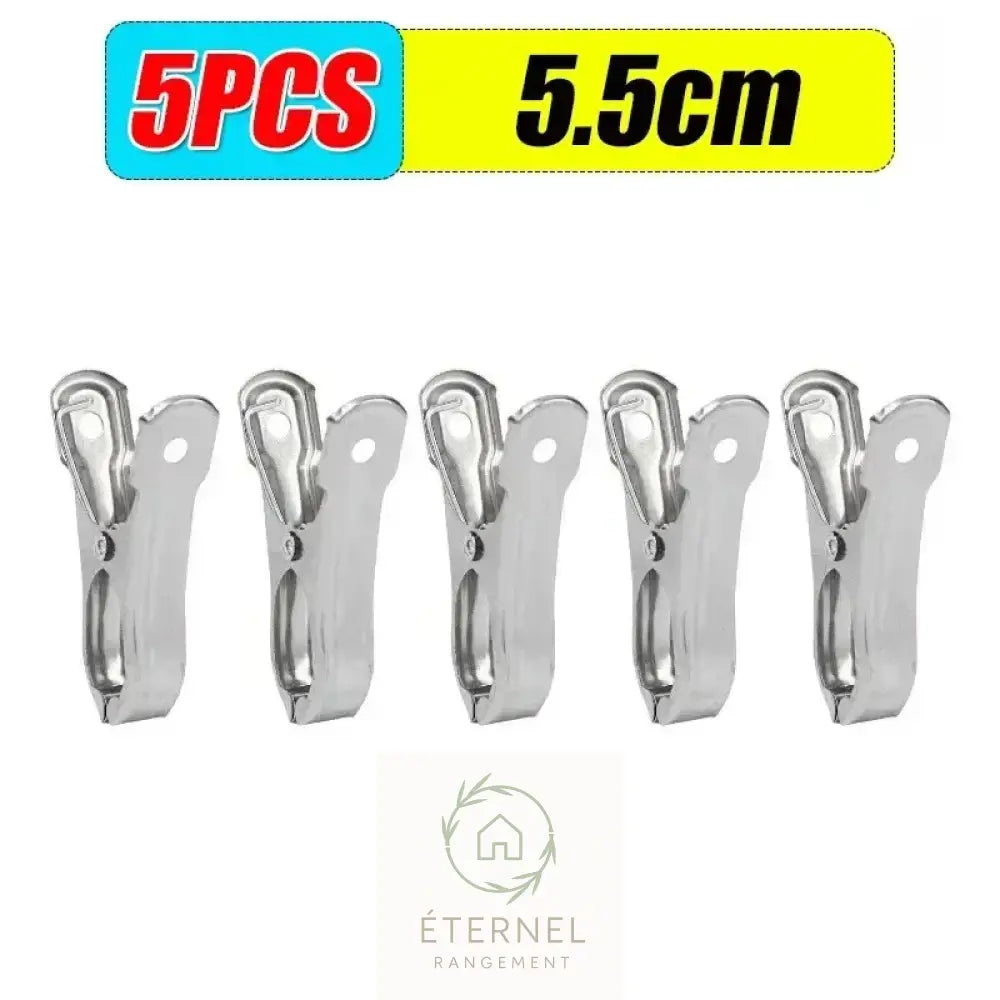 Pinces à linge en acier inoxydable – solides et antirouille (petit moyen ou grand format) 5PCS-(5.5cm)