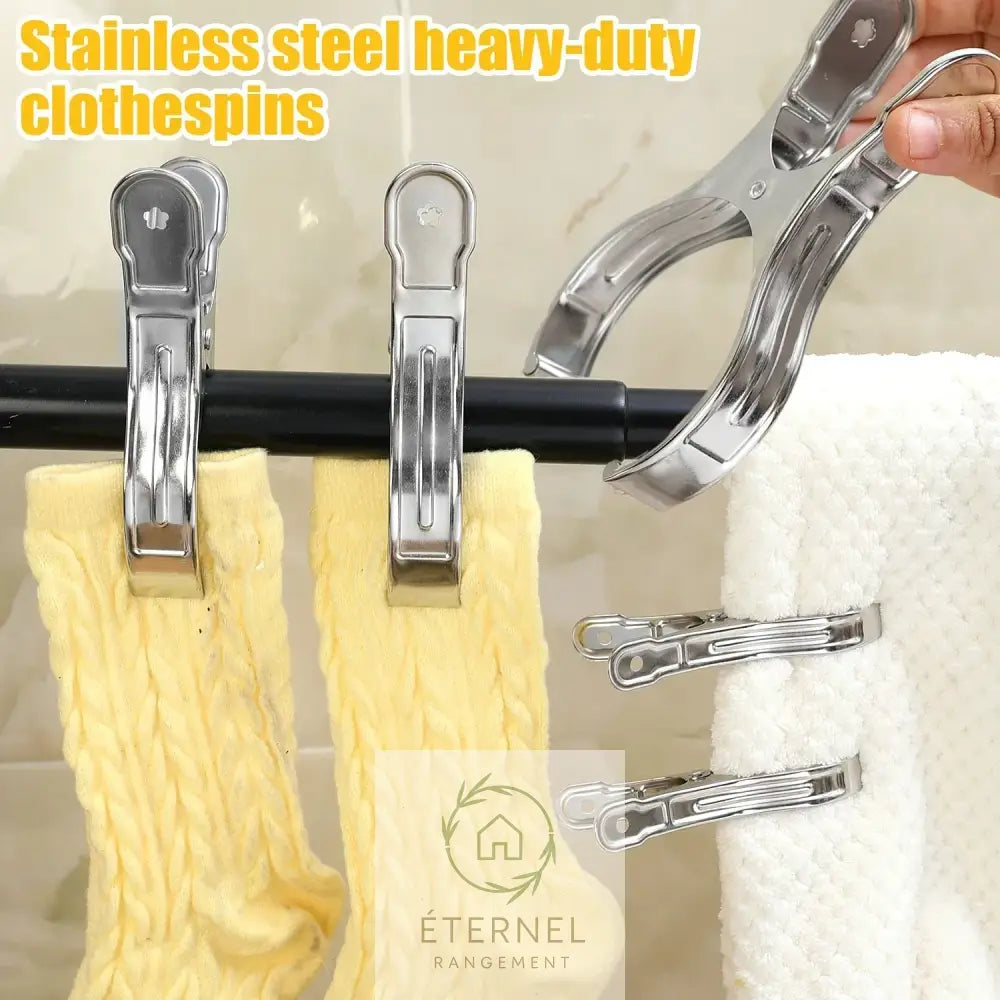 Pinces à linge en acier inoxydable – solides et antirouille (petit moyen ou grand format)