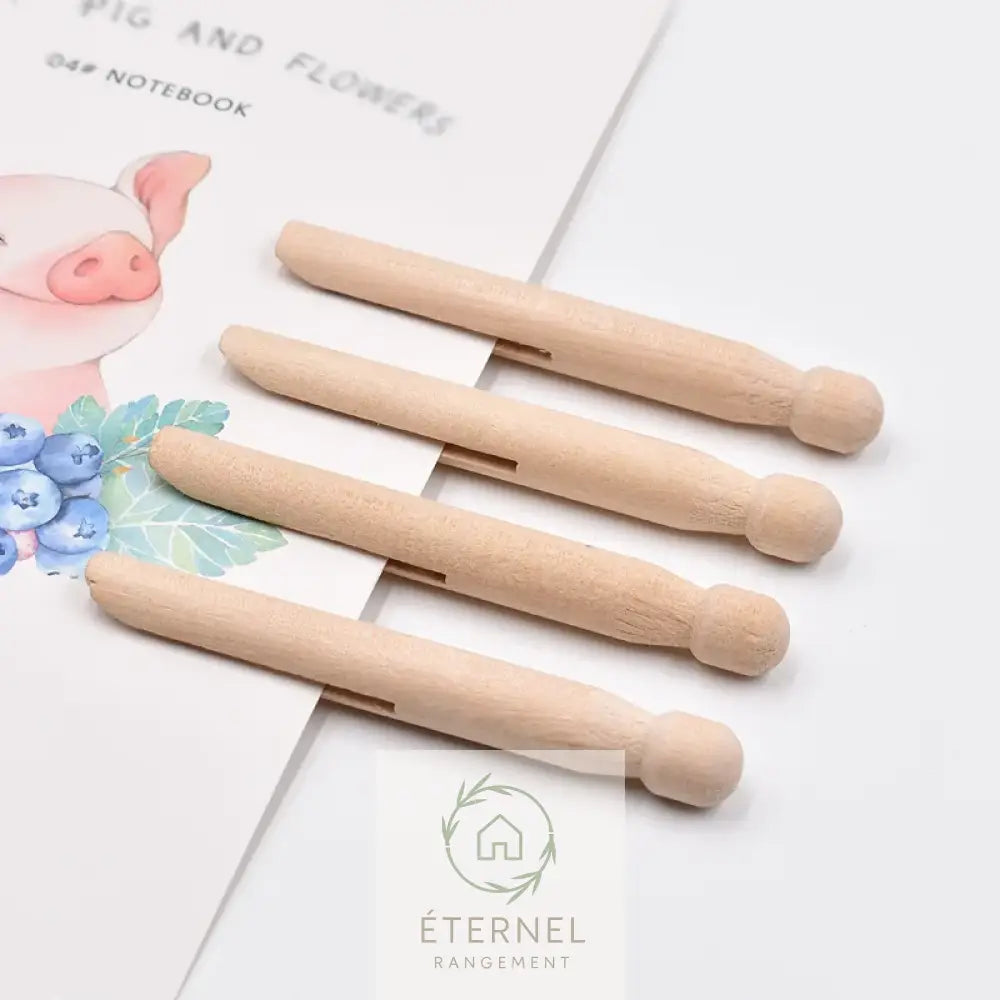Pinces à linge en bois naturel – lot de pinces durables écologiques et polyvalentes