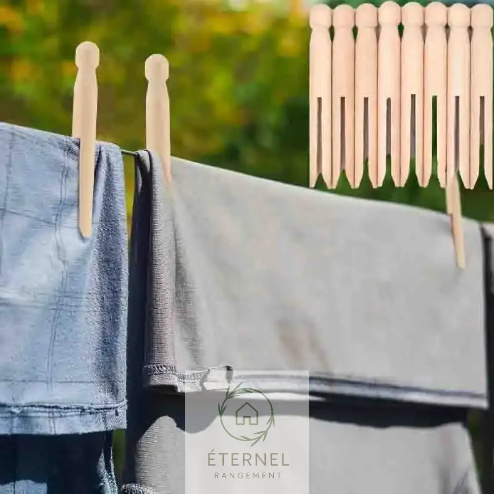 Pinces à linge en bois naturel – lot de pinces durables écologiques et polyvalentes