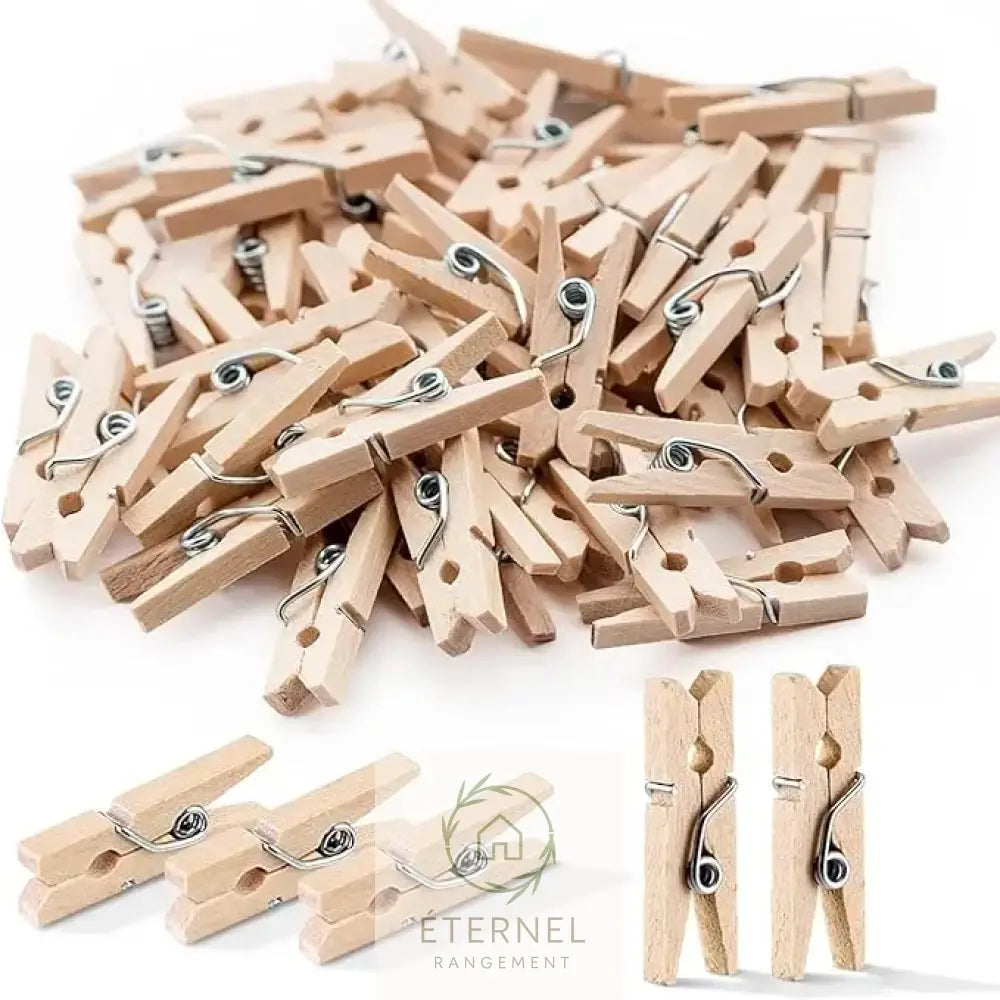 Pinces à linge en bois – solides durables et sans plastique (lot de 5 à 50 pièces) Natural 25mm 50Pcs