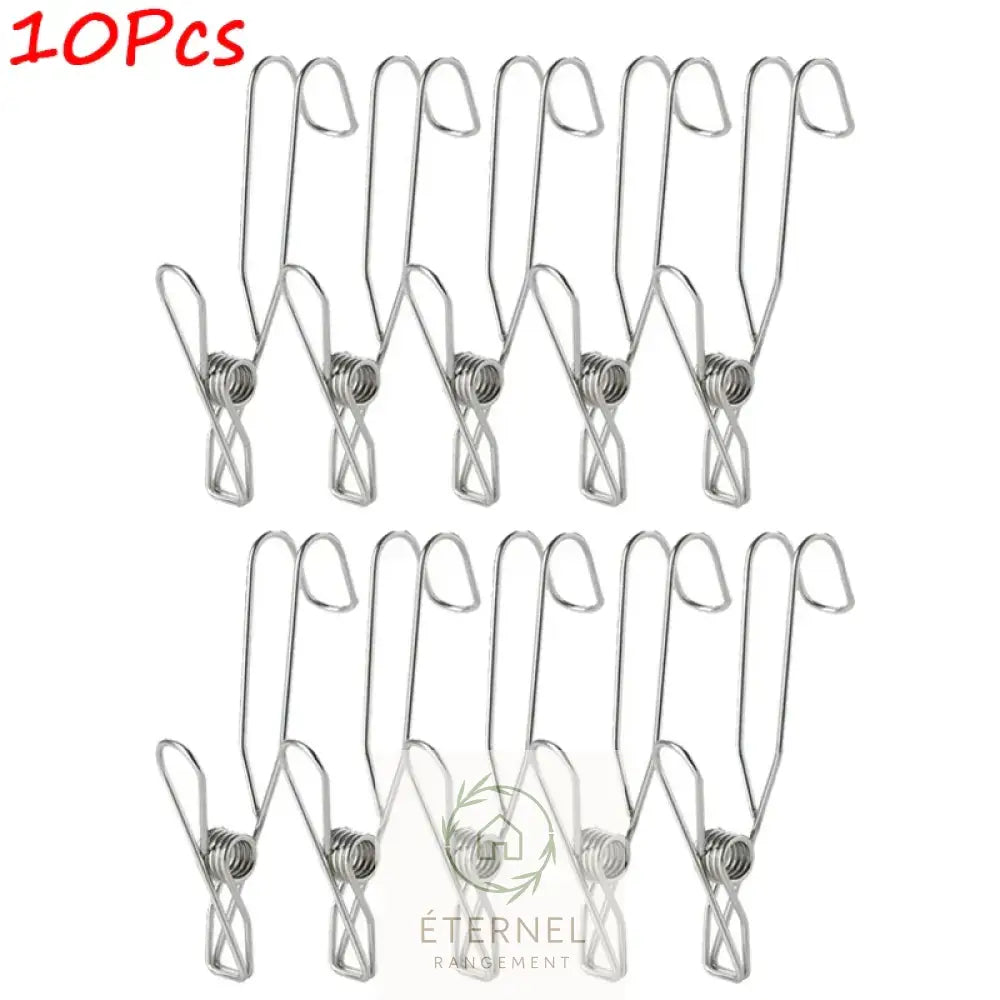 Pinces de Rangement en Acier Inoxydable – Lot de 5 à 20 Pièces 10Pcs