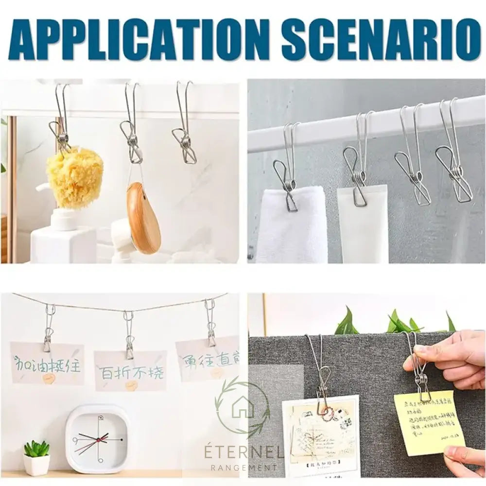 Pinces de Rangement en Acier Inoxydable – Lot de 5 à 20 Pièces