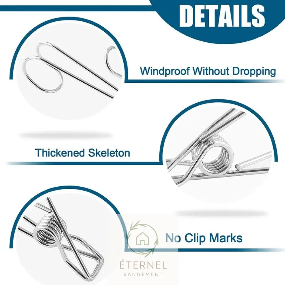 Pinces de Rangement en Acier Inoxydable – Lot de 5 à 20 Pièces