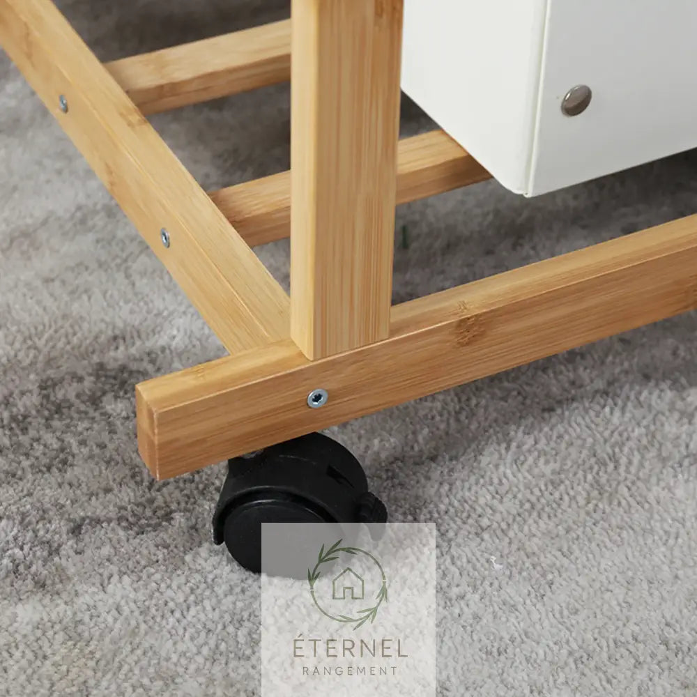 Portant à linge en bambou naturel avec roulettes – étendoir design durable et écologique Natural Wood / M