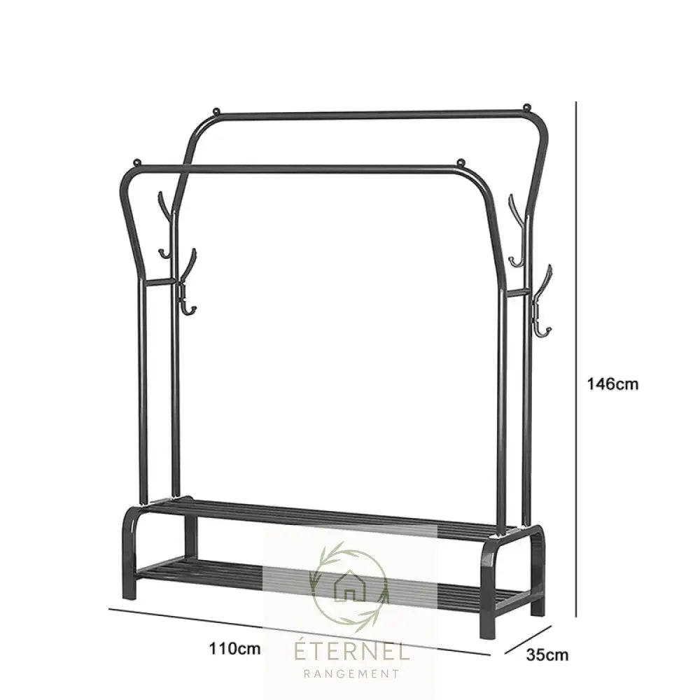 Portant à vêtements double barre en métal – design minimaliste robuste et facile à monter (146×110×35 cm)