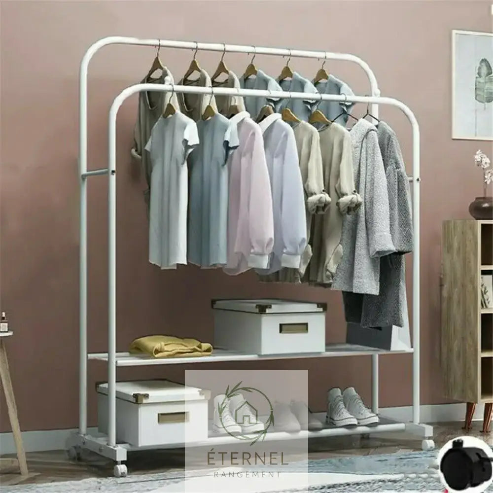 Portant à vêtements en métal avec étagères et roulettes – penderie mobile robuste 50 kg