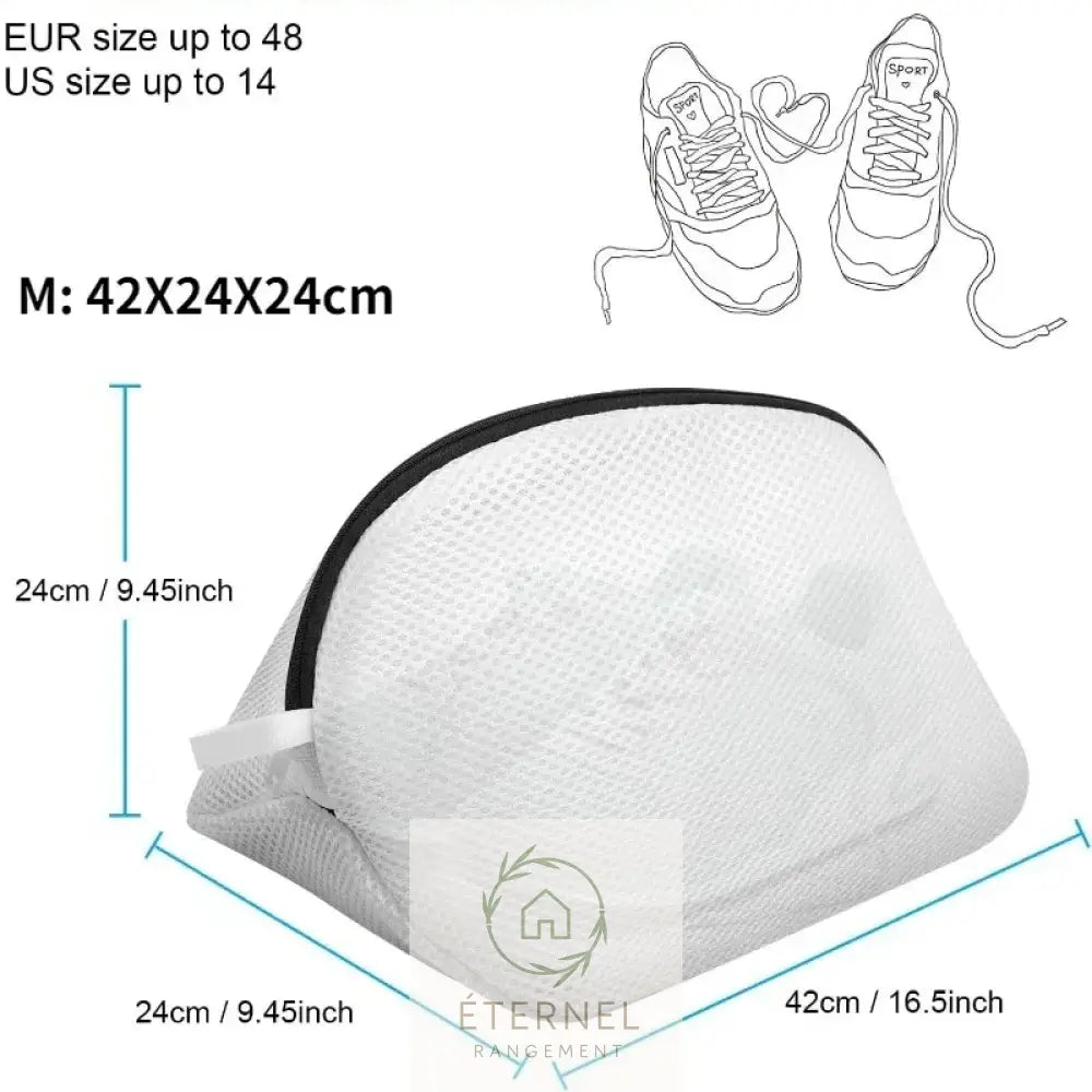Sac de lavage en maille pour chaussures et vêtements – protection anti-enchevêtrement avec fermeture éclair