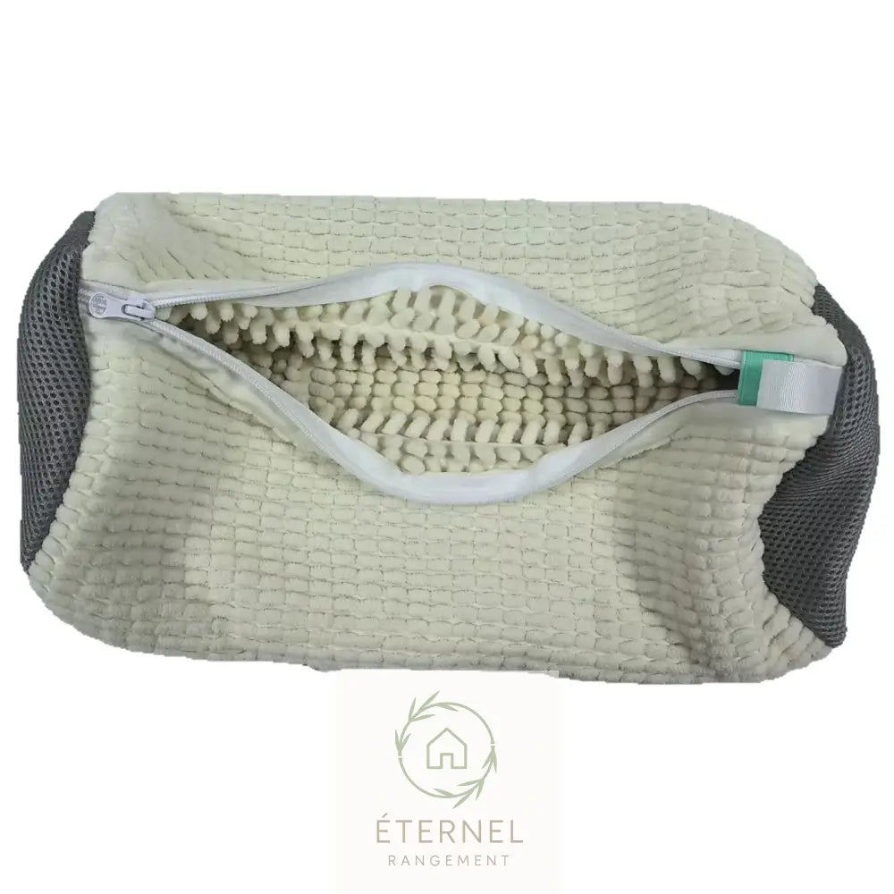 Sac de lavage pour chaussures – polyester nylon résistant avec crochet et fermeture éclair 2pcs / off-white