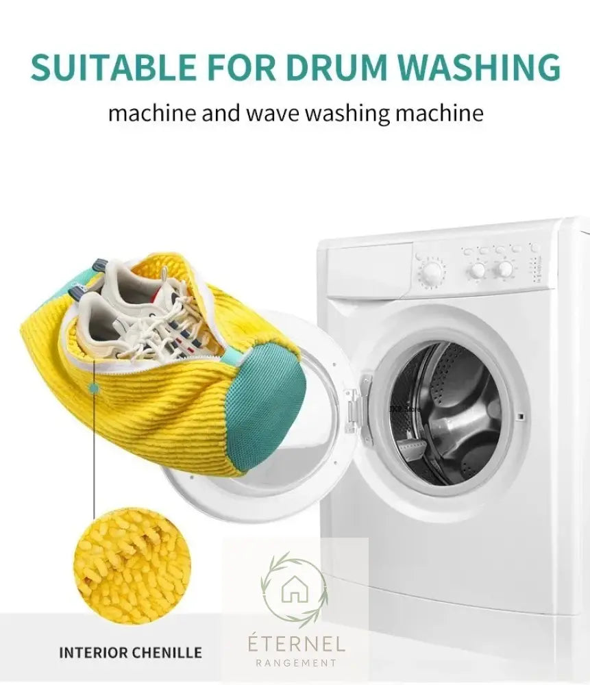 Sac de lavage pour chaussures – polyester nylon résistant avec crochet et fermeture éclair