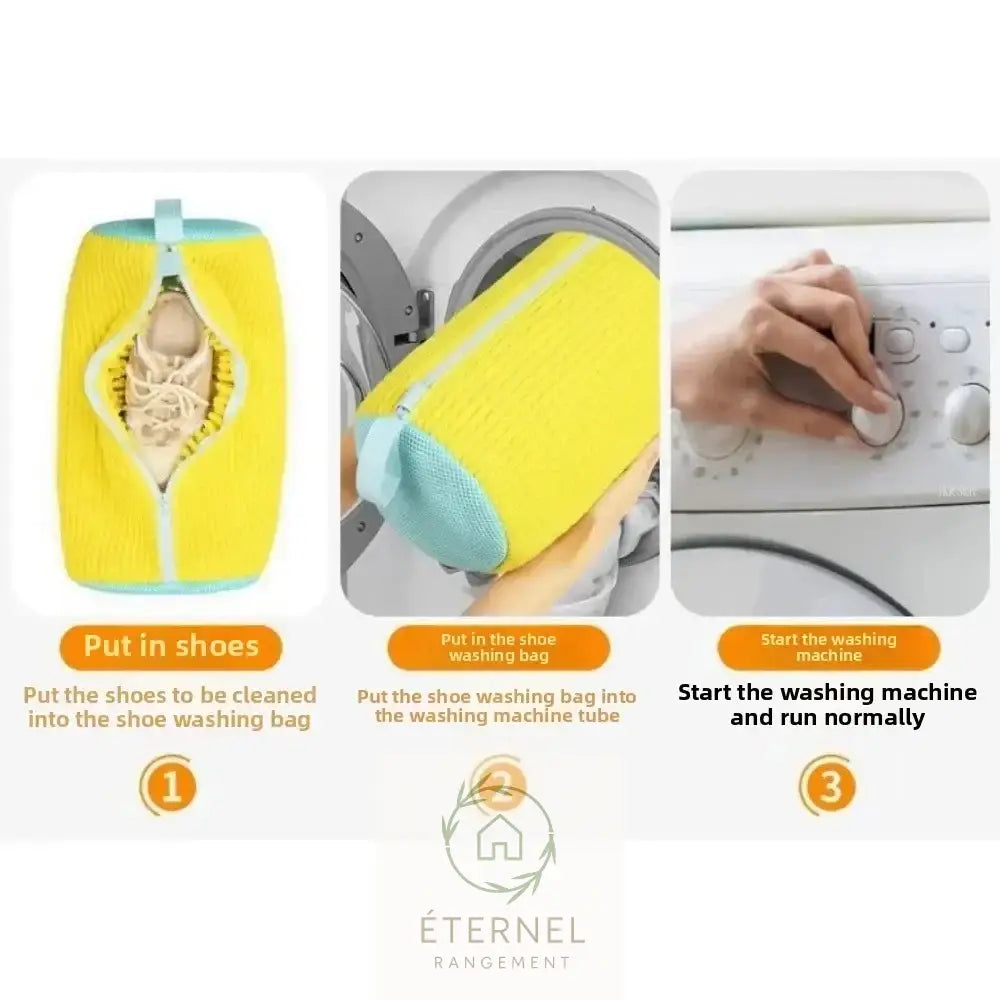 Sac de lavage pour chaussures – polyester nylon résistant avec crochet et fermeture éclair