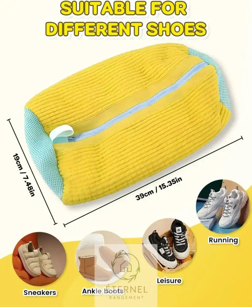 Sac de lavage pour chaussures – polyester nylon résistant avec crochet et fermeture éclair