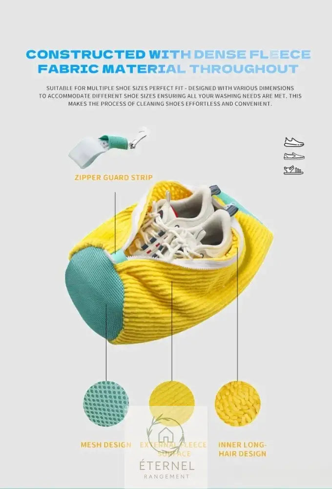 Sac de lavage pour chaussures – polyester nylon résistant avec crochet et fermeture éclair